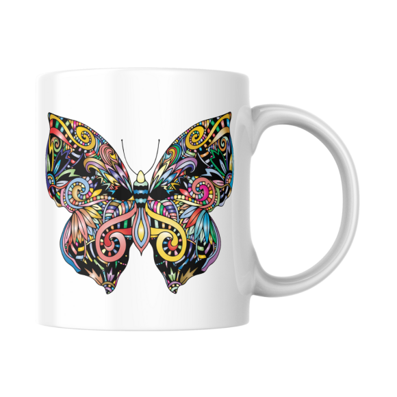 EMI CANECA DE PORCELANA BORBOLETA COLORIDA CD