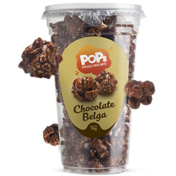 PIPOCA DOCE CHOCOLATE BELGA COPO POP'S 70G